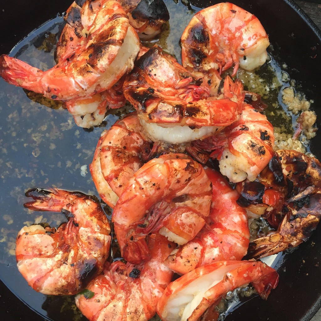 Giant roast prawns